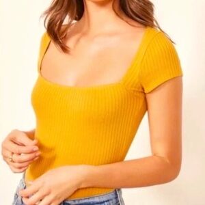 REFORMATION Golden Ribbed Women's Blouse - Size L